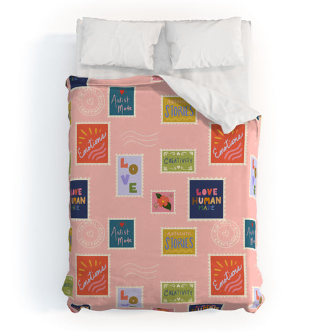 Design by Spark Love Human Made Stamps Duvet Cover