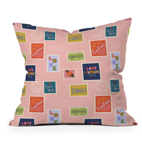 Design by Spark Love Human Made Stamps Throw Pillow