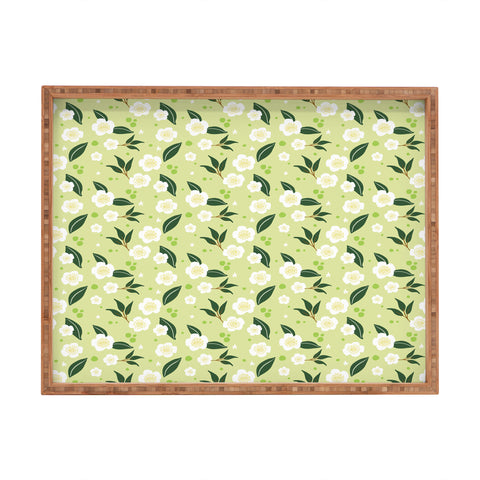 Design by Spark Matcha Tea Florals Rectangular Tray