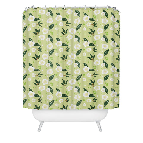 Design by Spark Matcha Tea Florals Shower Curtain