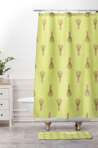 Design by Spark Matcha Whisk Shower Curtain And Mat