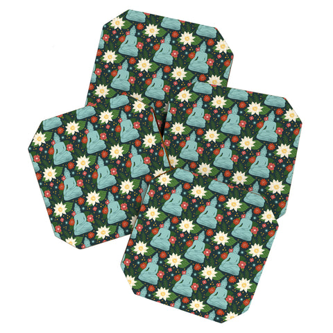 Design by Spark Meditating Lotus Buddha Coaster Set