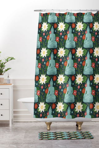 Design by Spark Meditating Lotus Buddha Shower Curtain And Mat