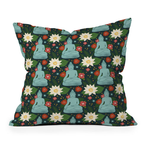Design by Spark Meditating Lotus Buddha Outdoor Throw Pillow