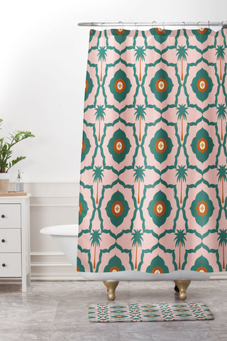 Design by Spark Mid Mod Palm Springs Shower Curtain And Mat