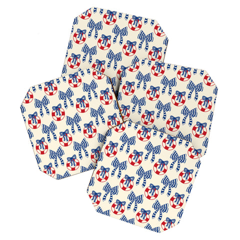 Design by Spark Nautical Christmas Bows Coaster Set