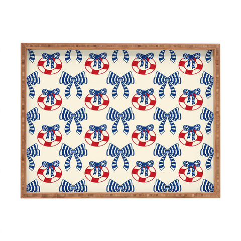 Design by Spark Nautical Christmas Bows Rectangular Tray