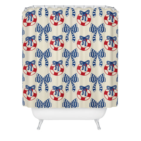 Design by Spark Nautical Christmas Bows Shower Curtain