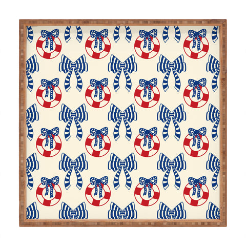 Design by Spark Nautical Christmas Bows Square Tray