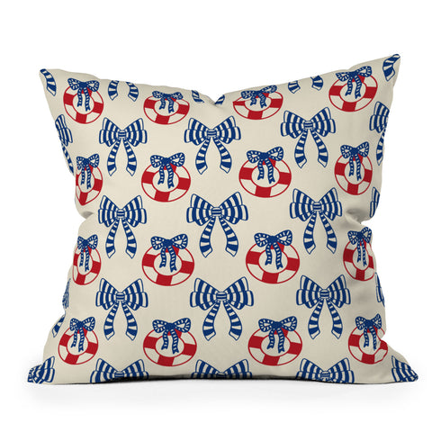 Design by Spark Nautical Christmas Bows Outdoor Throw Pillow