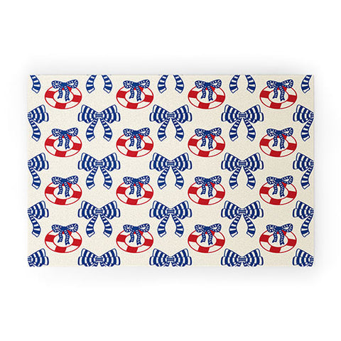 Design by Spark Nautical Christmas Bows Welcome Mat