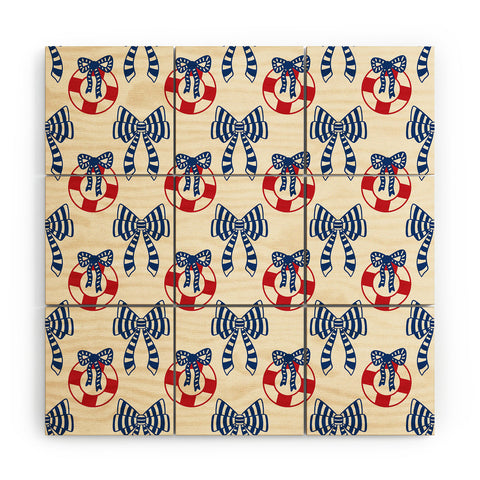 Design by Spark Nautical Christmas Bows Wood Wall Mural