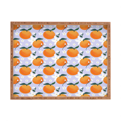 Design by Spark Orange Florals Rectangular Tray