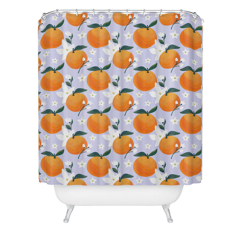 Design by Spark Orange Florals Shower Curtain