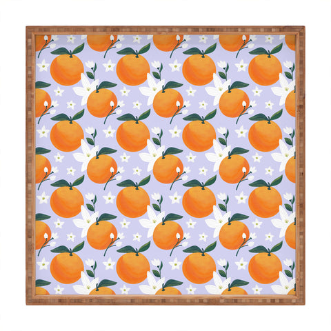 Design by Spark Orange Florals Square Tray