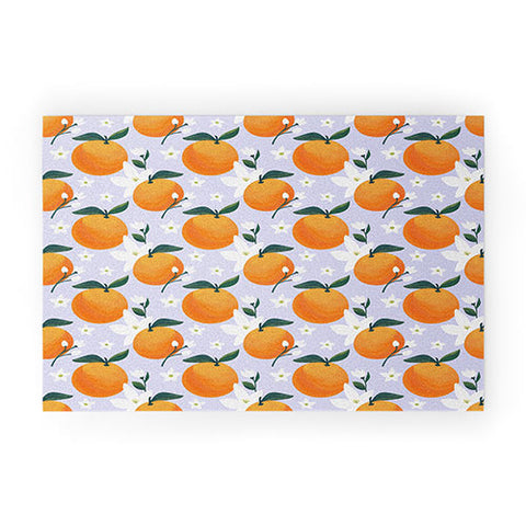 Design by Spark Orange Florals Welcome Mat