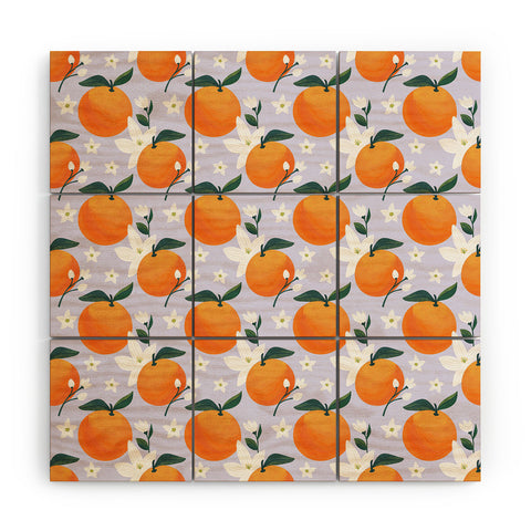 Design by Spark Orange Florals Wood Wall Mural