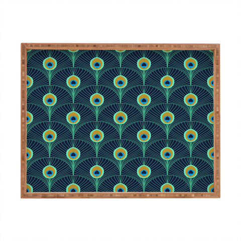 Design by Spark Peacock Deco Feathers Rectangular Tray