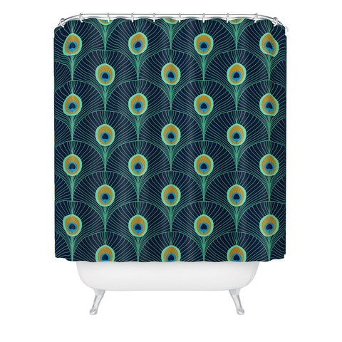 Design by Spark Peacock Deco Feathers Shower Curtain