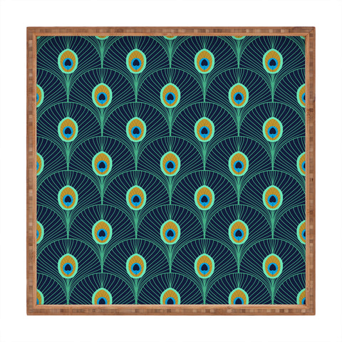 Design by Spark Peacock Deco Feathers Square Tray
