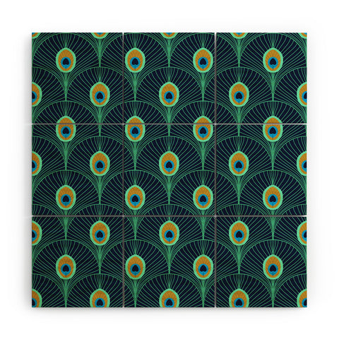 Design by Spark Peacock Deco Feathers Wood Wall Mural