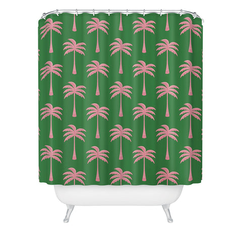 Design by Spark Pink Palm Tree Oasis Shower Curtain
