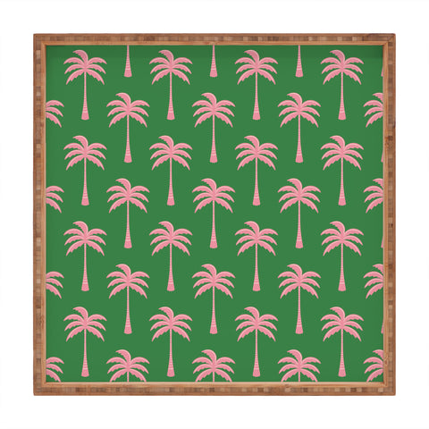 Design by Spark Pink Palm Tree Oasis Square Tray