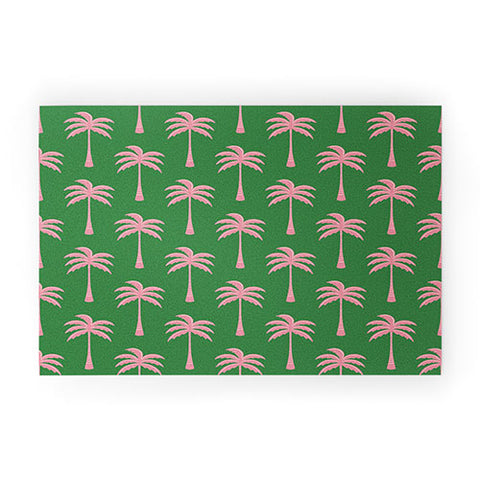 Design by Spark Pink Palm Tree Oasis Welcome Mat
