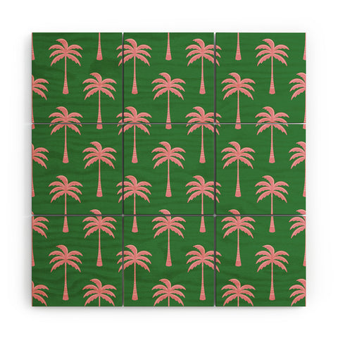 Design by Spark Pink Palm Tree Oasis Wood Wall Mural