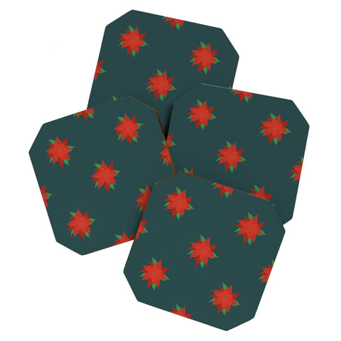 Design by Spark Poinsettia Florals Coaster Set