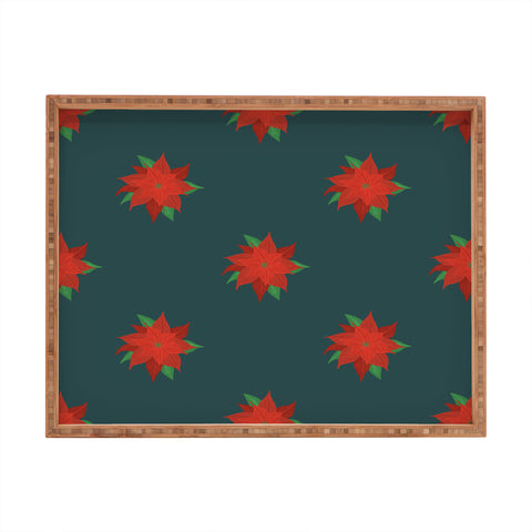 Design by Spark Poinsettia Florals Rectangular Tray