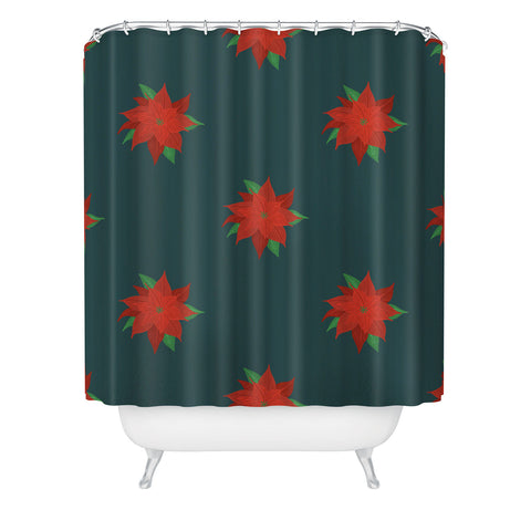 Design by Spark Poinsettia Florals Shower Curtain