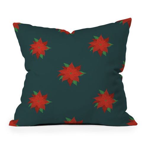 Design by Spark Poinsettia Florals Throw Pillow
