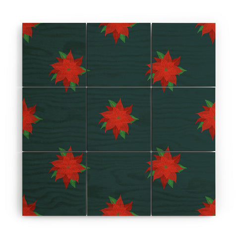 Design by Spark Poinsettia Florals Wood Wall Mural