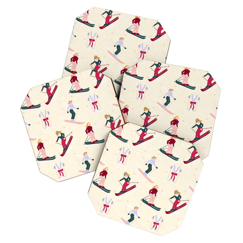 Design by Spark Retro Ski Girls Coaster Set