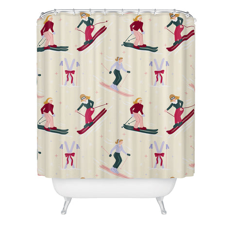 Design by Spark Retro Ski Girls Shower Curtain