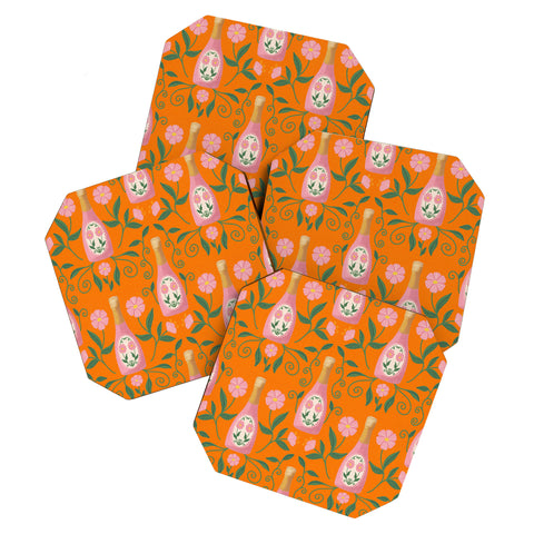 Design by Spark Rose Bubbly And Florals Coaster Set