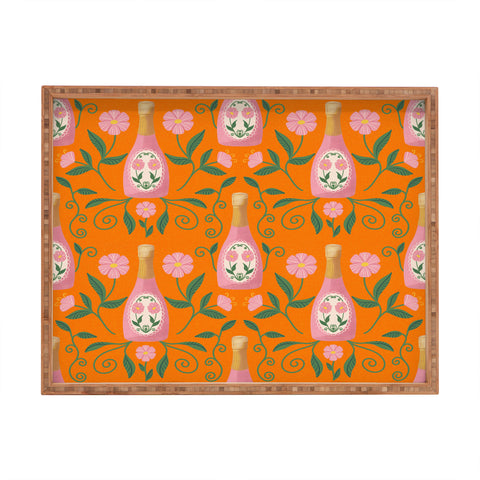 Design by Spark Rose Bubbly And Florals Rectangular Tray