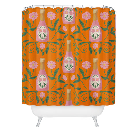 Design by Spark Rose Bubbly And Florals Shower Curtain
