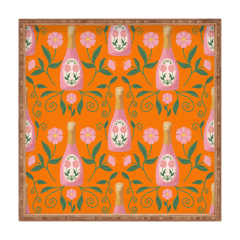 Design by Spark Rose Bubbly And Florals Square Tray