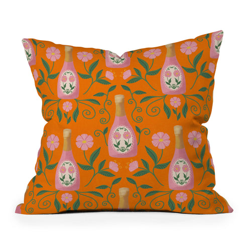 Design by Spark Rose Bubbly And Florals Throw Pillow