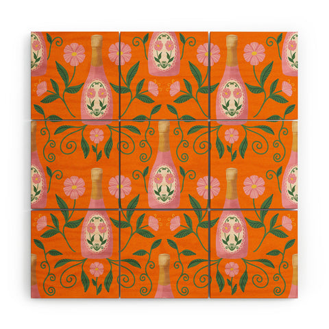 Design by Spark Rose Bubbly And Florals Wood Wall Mural