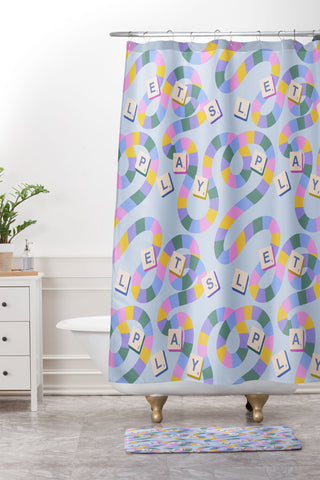 Design by Spark Scrabble Board Game Night Shower Curtain And Mat