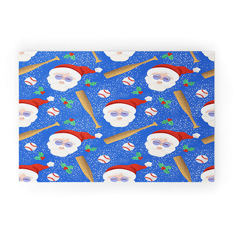 Design by Spark Sporty Baseball Santa Welcome Mat