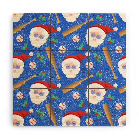 Design by Spark Sporty Baseball Santa Wood Wall Mural