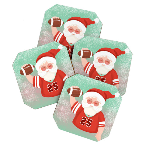 Design by Spark Sporty Football Santa Coaster Set