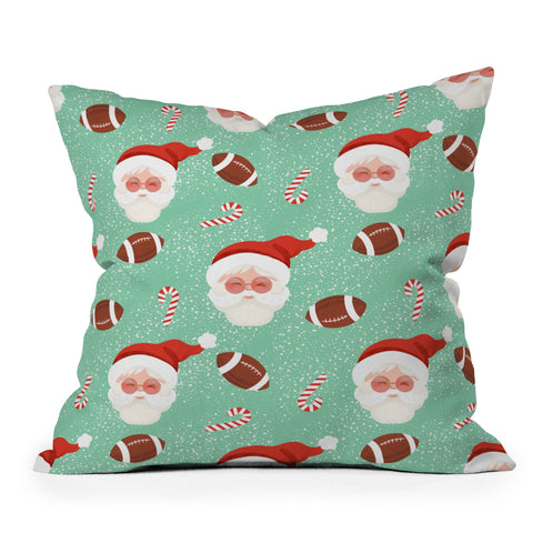 Design by Spark Sporty Football Santa Holiday Throw Pillow