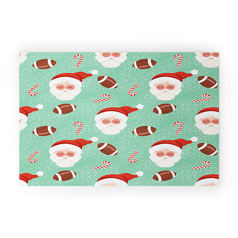 Design by Spark Sporty Football Santa Holiday Welcome Mat