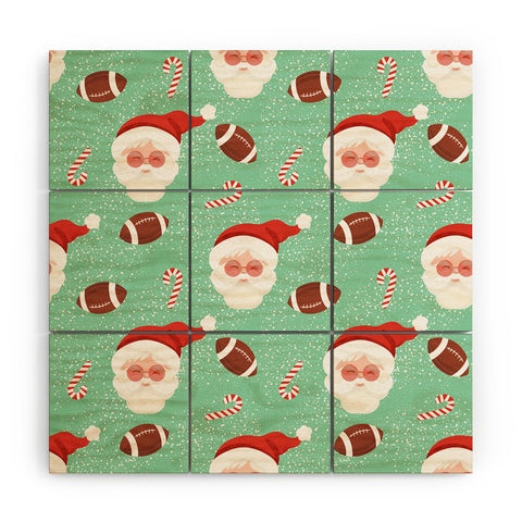 Design by Spark Sporty Football Santa Holiday Wood Wall Mural