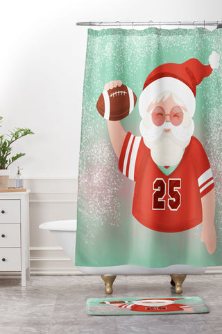 Design by Spark Sporty Football Santa Shower Curtain And Mat